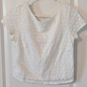 Lilly Pulitizer for Target White Eyelet Crop T-Shirt - Size Medium